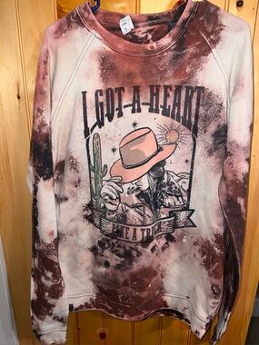 Western Style Crewneck Pullover Sweater Featuring”I Got A Heart Like A Truck” XL